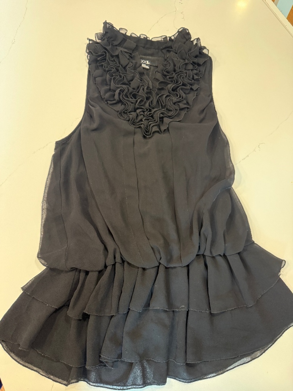 Forever 21 Black Frilly Tank M